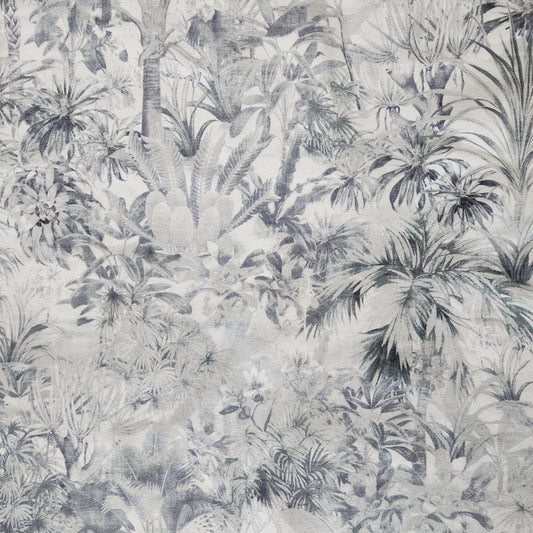 Cotton Canvas Botanical Printed Fabric - Bellwoods Grey