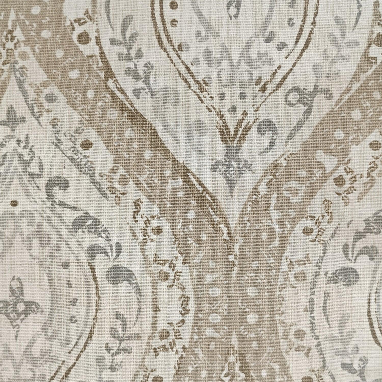 Natural Cotton  Upholstery drapery faded vintage wallpaper print beige fabric