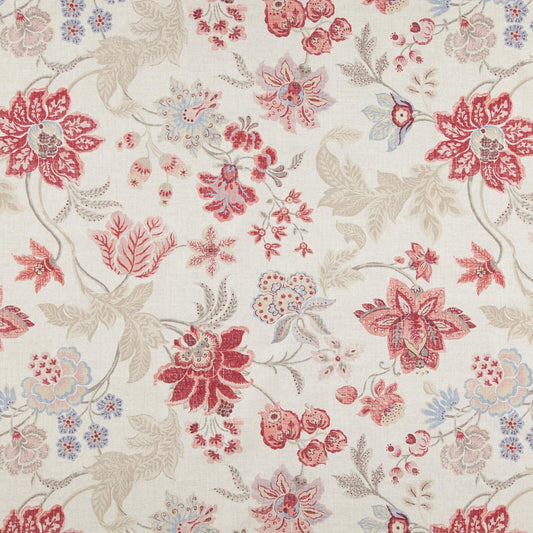 Cotton floral upholstery drapery home decor fabric red pink