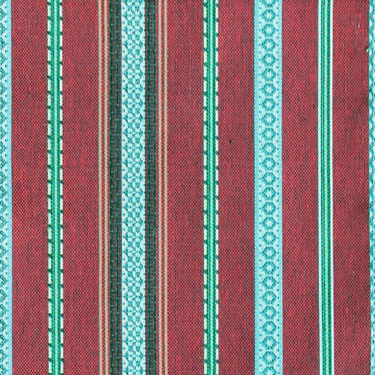 Stripe Red Green Retro Jacquard Upholstery Drapery Fabric