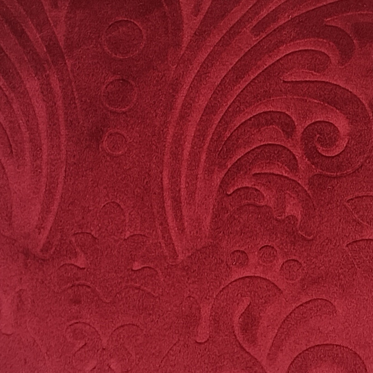 Velvet Flocked Upholstery Fabric Astoria Red