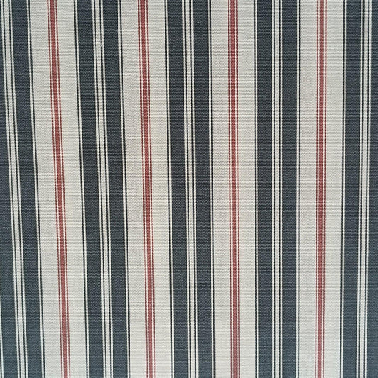 Large Ticking Stripe Cotton Veranda Navy Red.