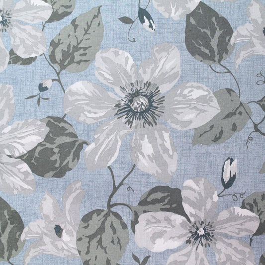 Floral Drapery and Sofa fabric Large floral natural & Blue 