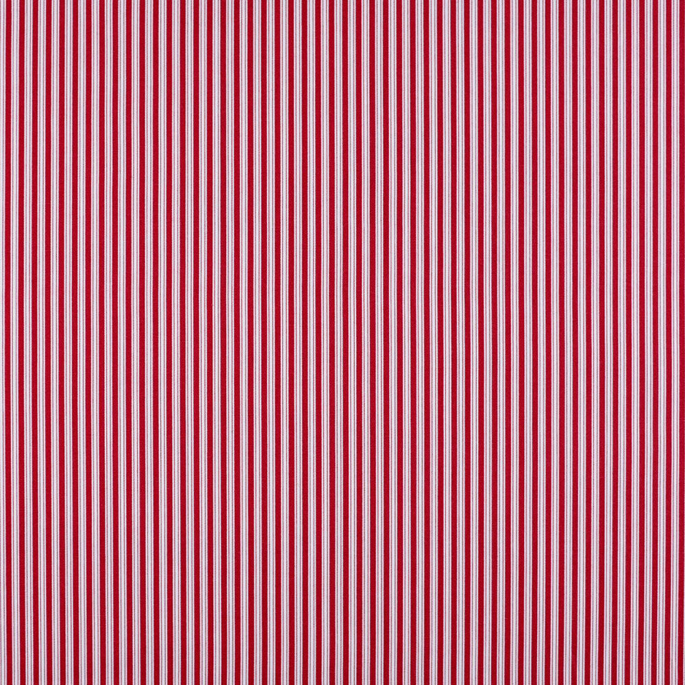 Classic ticking stripe fabric for home decor in red.