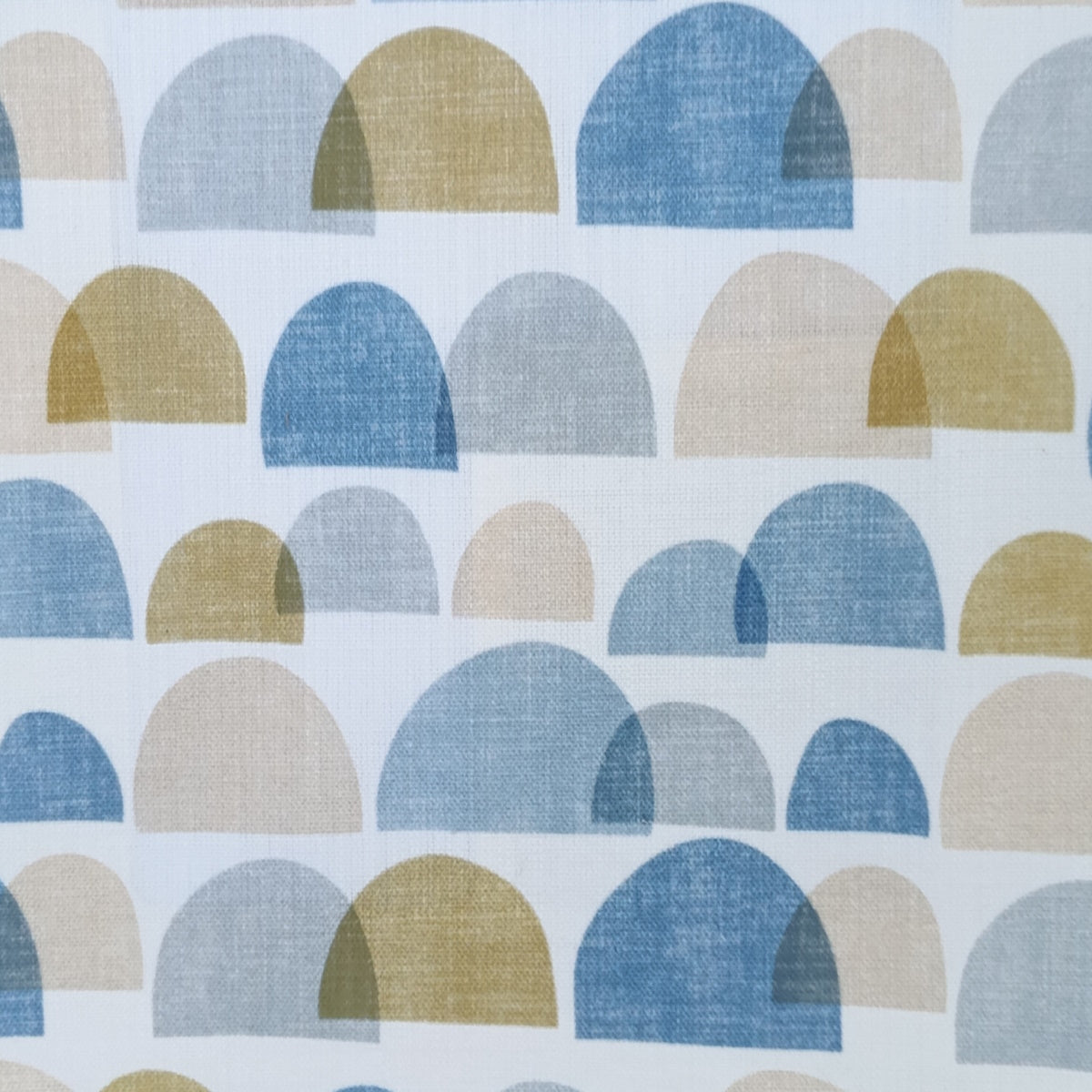 Blue and yellow printed home decor fabric