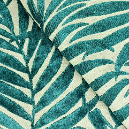 Cut Velvet Botanical Upholstery Fabric Gardendale Turquoise
