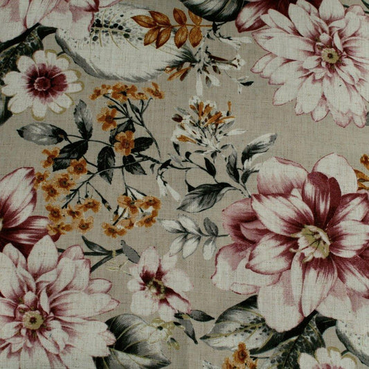 Floral Upholstery Drapery Rose Pink fabric Large Print 