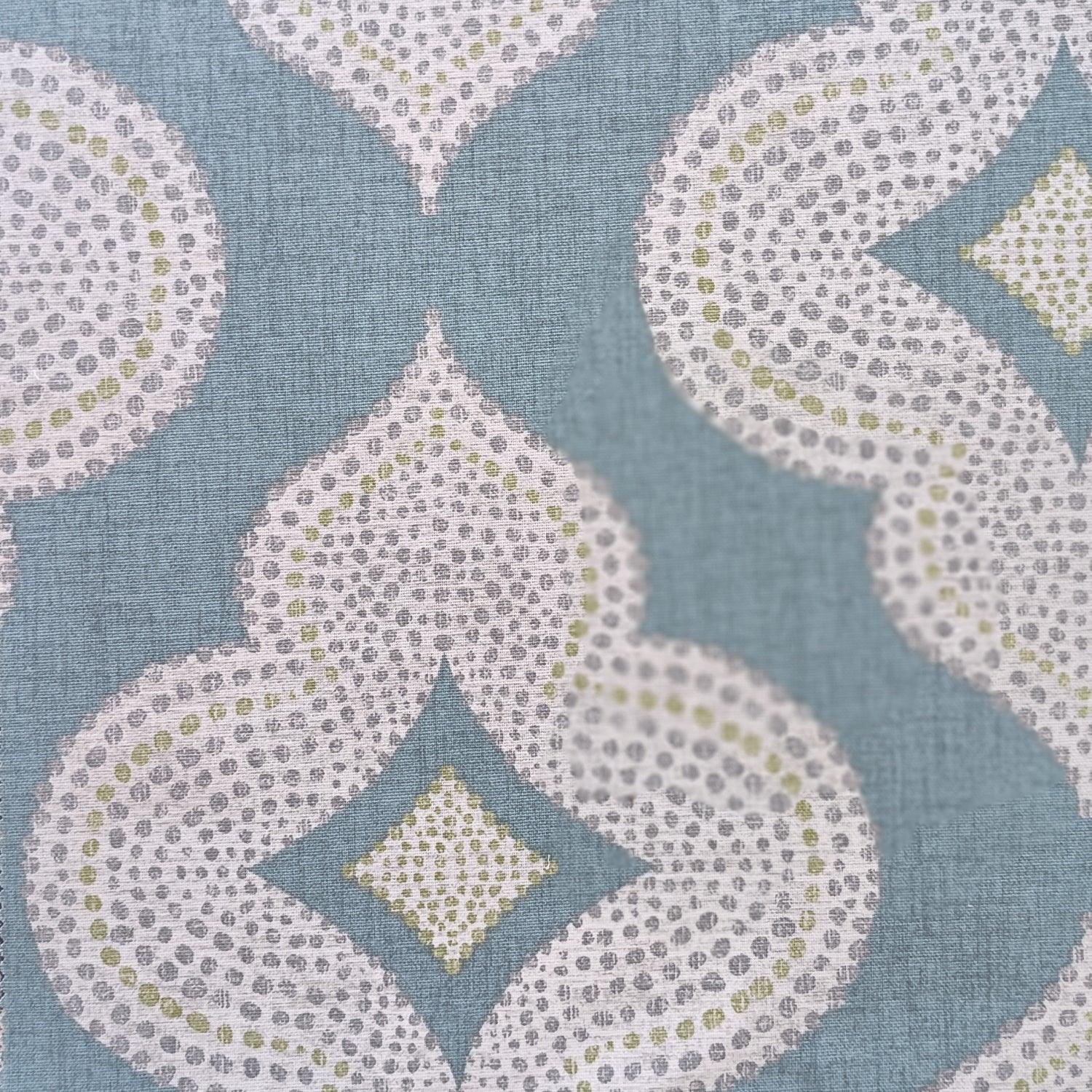 Printed Cotton Canvas Duck Temple Aqua.