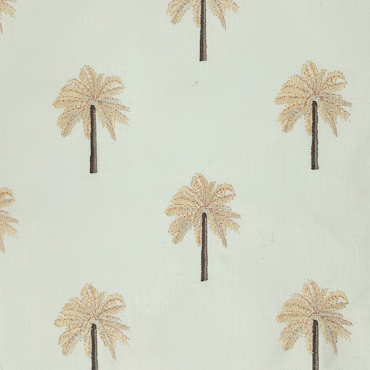 Embroidered Palm Trees Decor Fabric Delray Blush