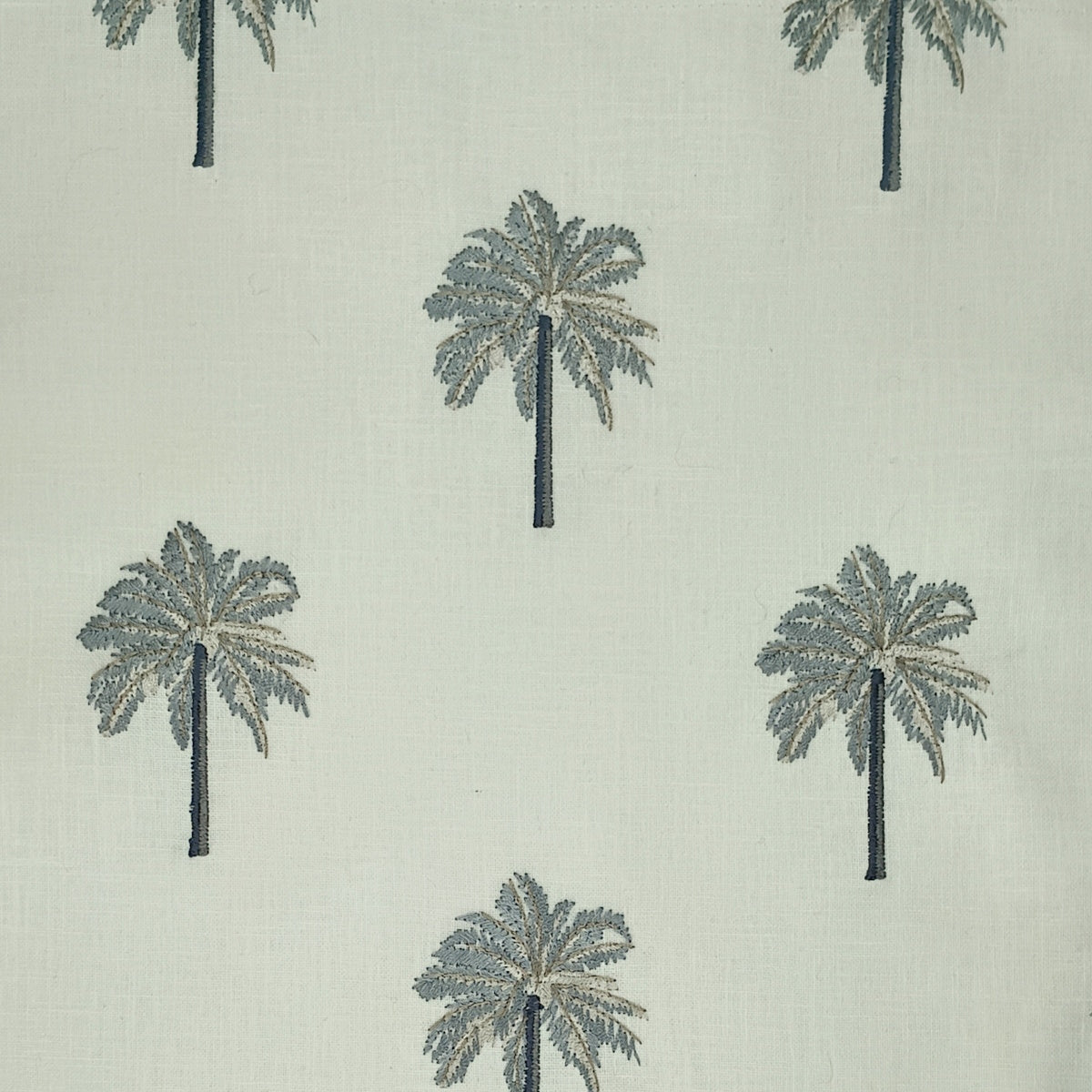 Embroidered Palm Trees home Decor fabric Delray in silver