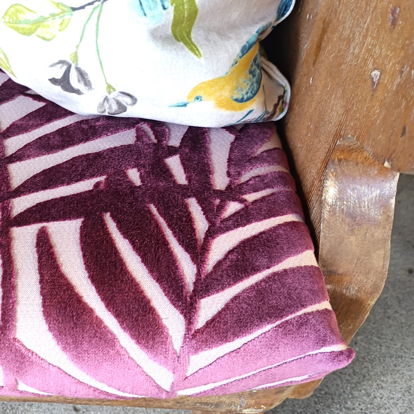 Cut Velvet Botanical Upholstery Fabric Gardendale Magenta