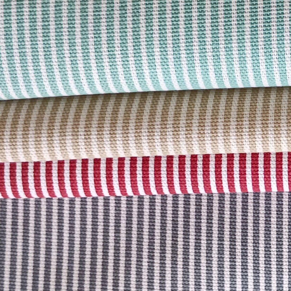 Honey ticking fabric in various colors.