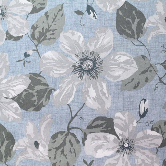 Floral Drapery and Sofa fabric Large Print Cotton natural Blue Fabric
