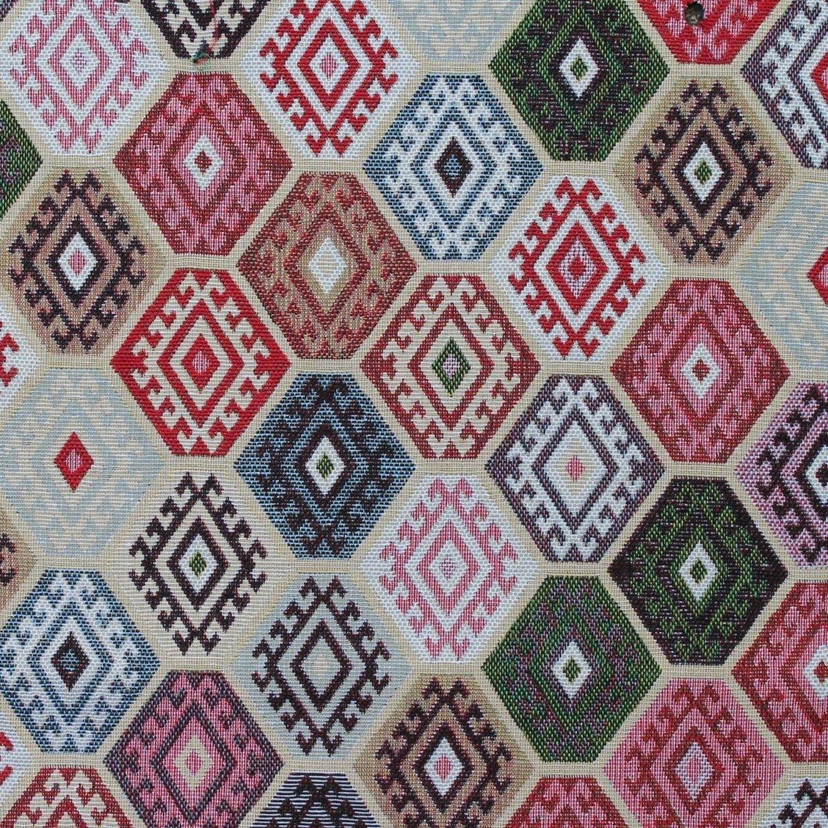 Tribal Ethnic Jacquard Kilim Multicolour Fabric