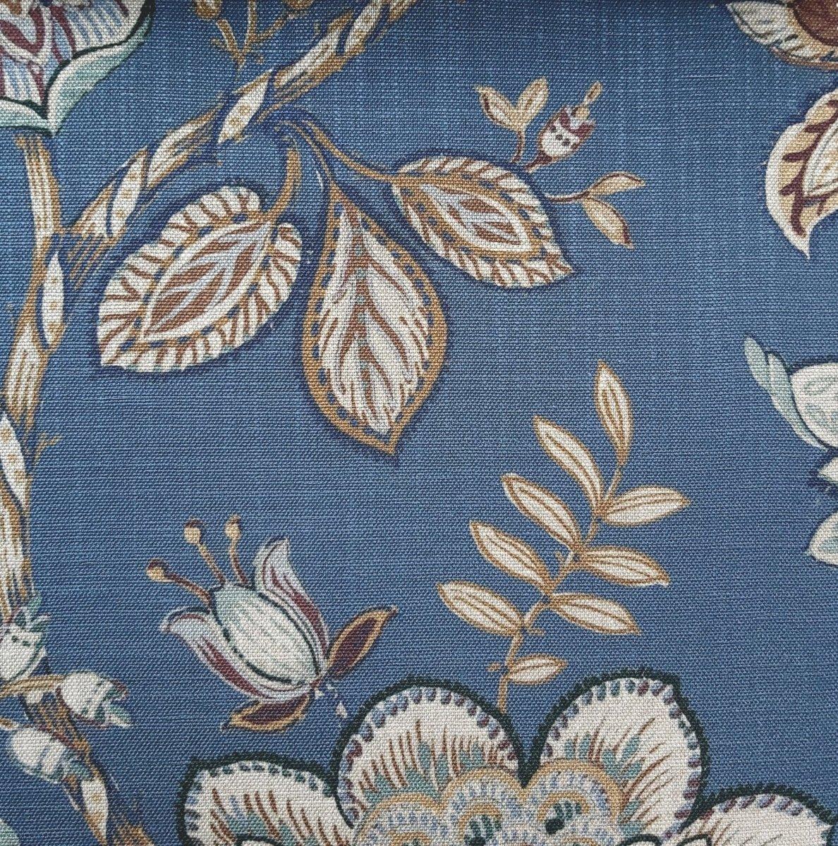 Blue chintz floral upholstery fabric Heritage