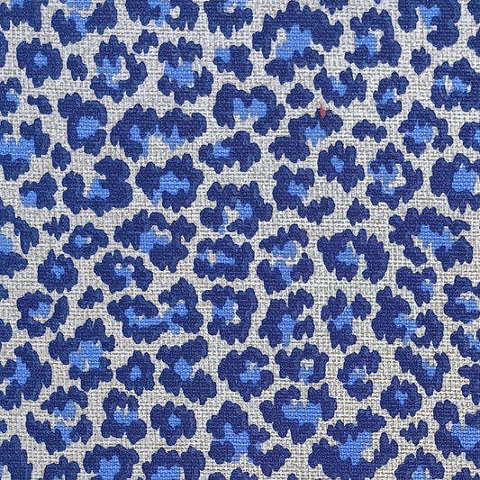 Leopard Spot Upholstery Cotton Print Big Cat Blue