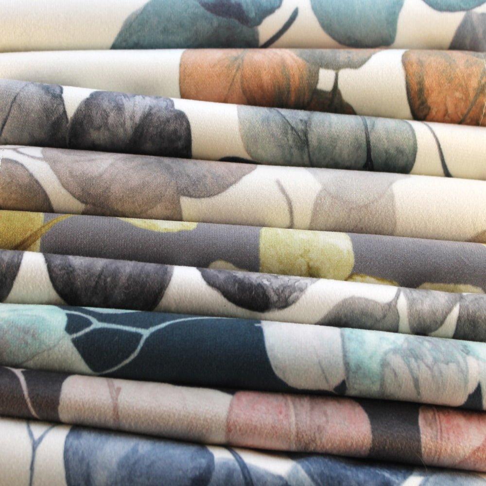 Assorted colors of Liliput microfibre upholstery fabric.