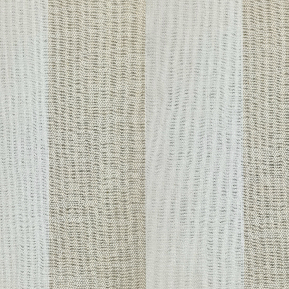 Linen Blend Wide Stripe Drapery Material Pleasantdale Cream Sand.