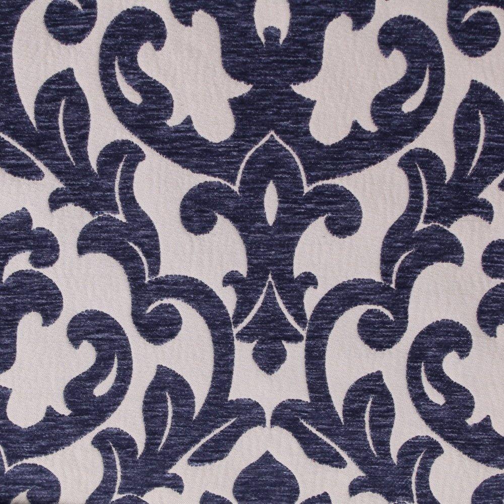 Flocked Chenille Upholstery Fabric Scroll Work French Flue