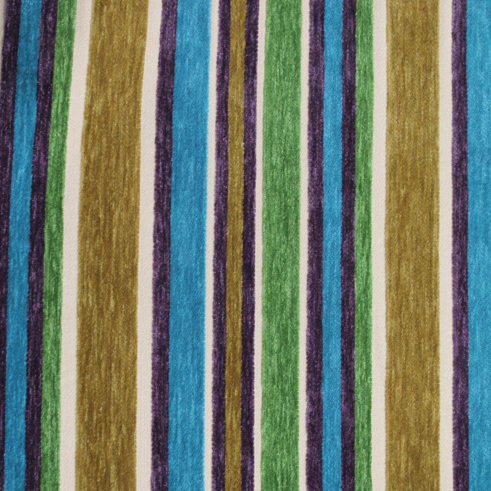 Flocked Velvet Stripe Upholstery Fabric Paladin Blue Grey.