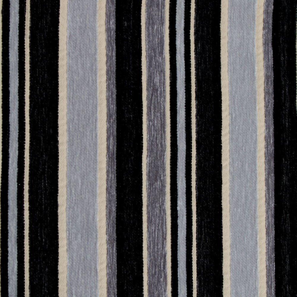 Flocked Velvet Stripe Upholstery Fabric Paladin Blue Grey