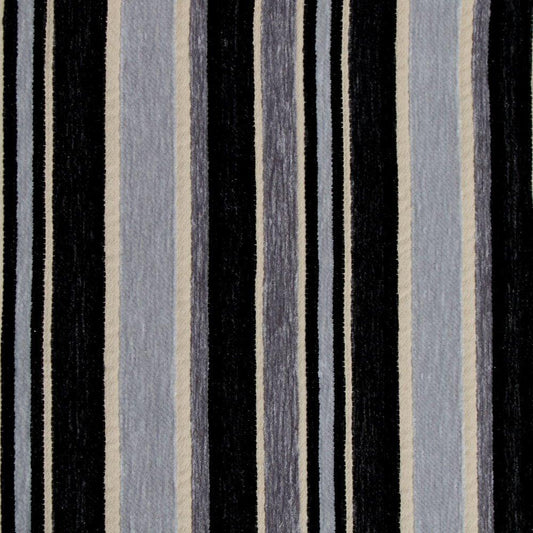 Flocked Velvet Stripe Upholstery Fabric Paladin Blue Grey