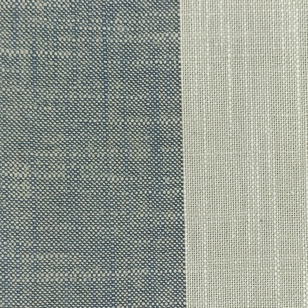 Linen Blend Farmhouse Stripe Drapery Material Pleasantdale Indigo close up