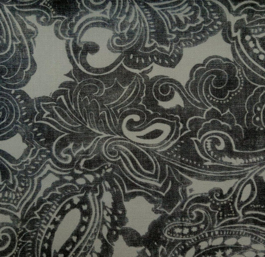 Paisley Block Print Fabric Portico Fabric Charcoal