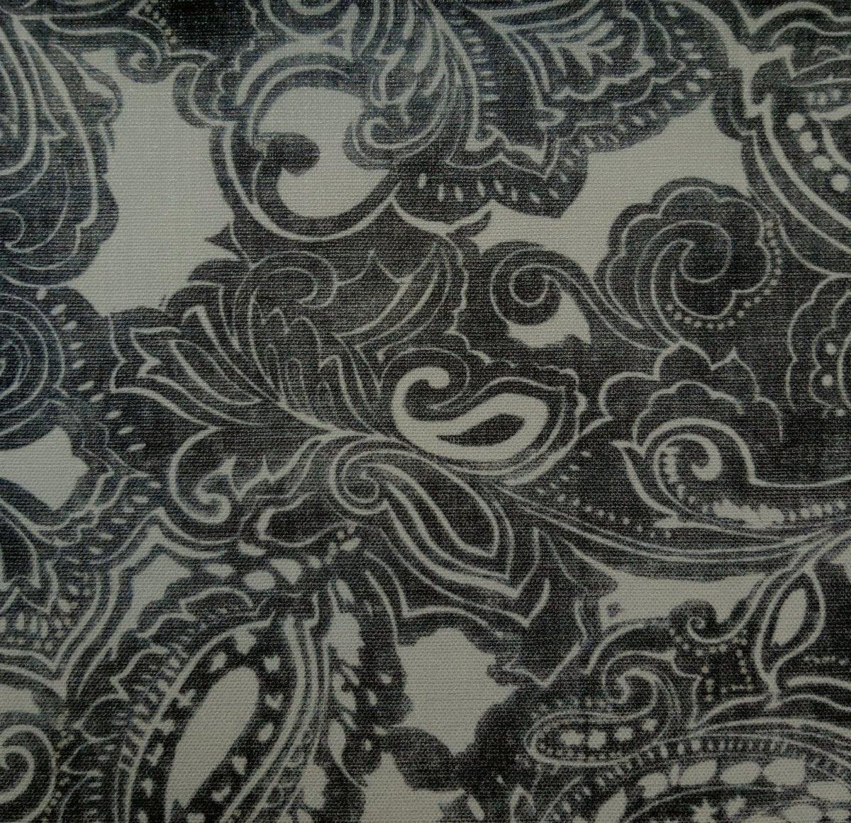 Paisley Block Print Fabric Portico Fabric Charcoal.