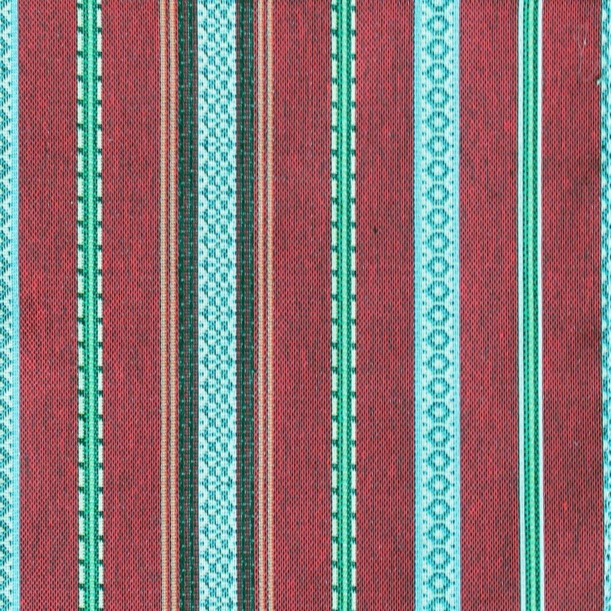 Stripe Red Green Retro Jacquard Upholstery Drapery Fabric
