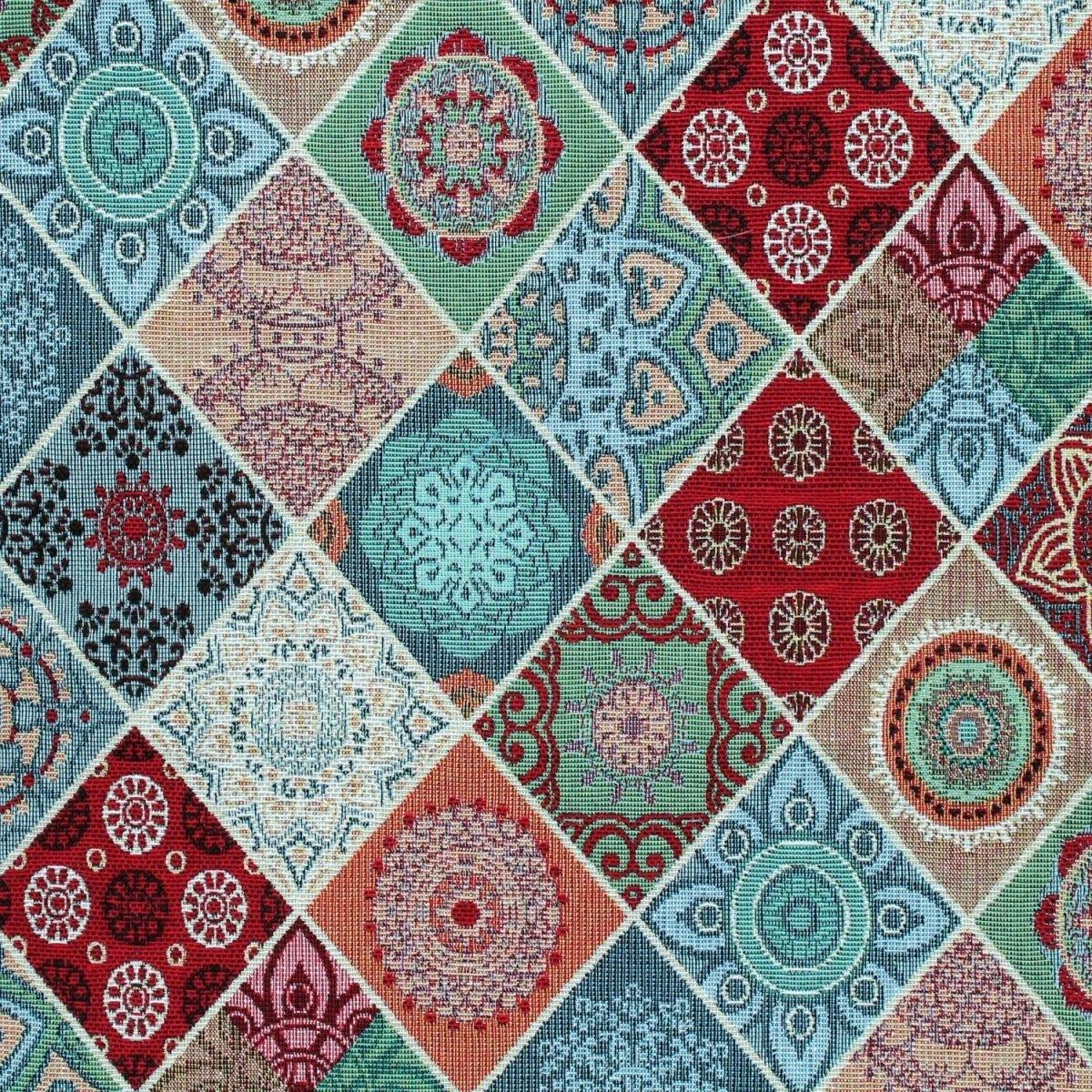 Tapestry Multicolour Tile Upholstery Floral Fabric