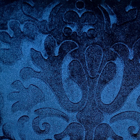 Velvet Flocked Upholstery Fabric Astoria Navy Blue