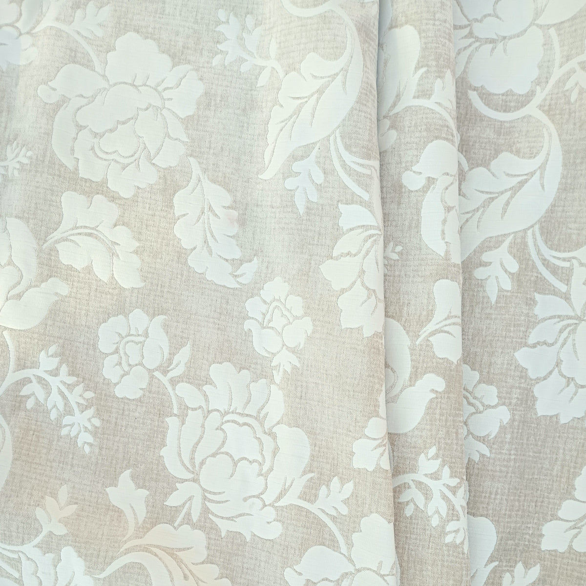 Velvet Floral Upholstery Fleur Sand Monochromatic