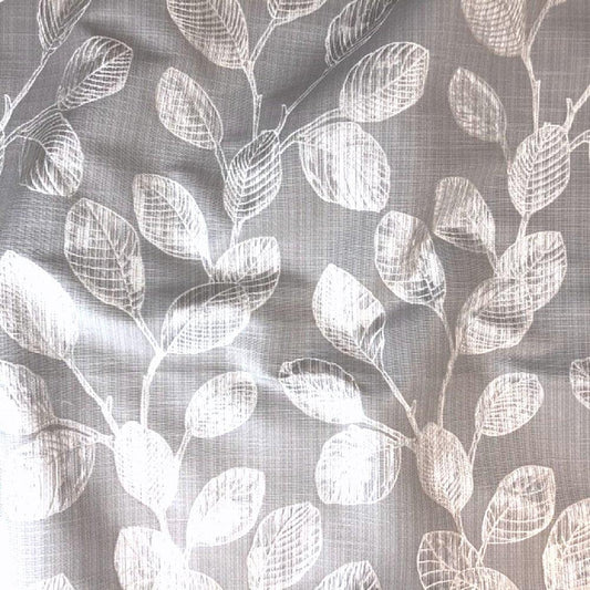 Botanical embroidered leaf design home fabric for curtains and occasional chairs.