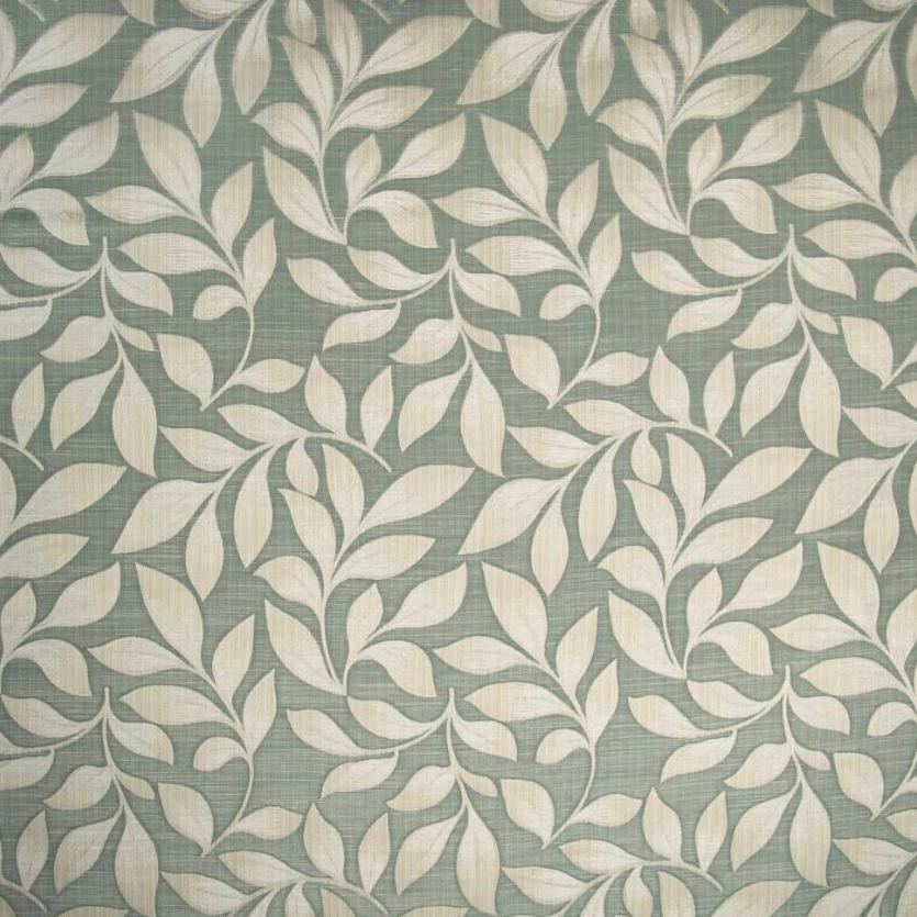 Aqua leaf print botanical home fabric for drapes