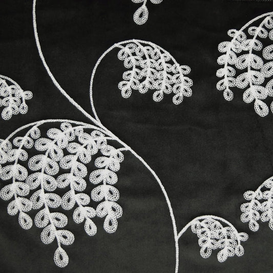 Embroidered Floral Botanical Velvet Drapery Fabric