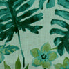 Tropical botanical floral Linen blend print upholstery Drapery aqua Fabric