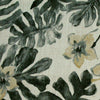 Tropical botanical floral Linen blend print upholstery Drapery charcoal Fabric