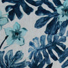 Tropical botanical floral Linen blend print upholstery Drapery cobalt Fabric
