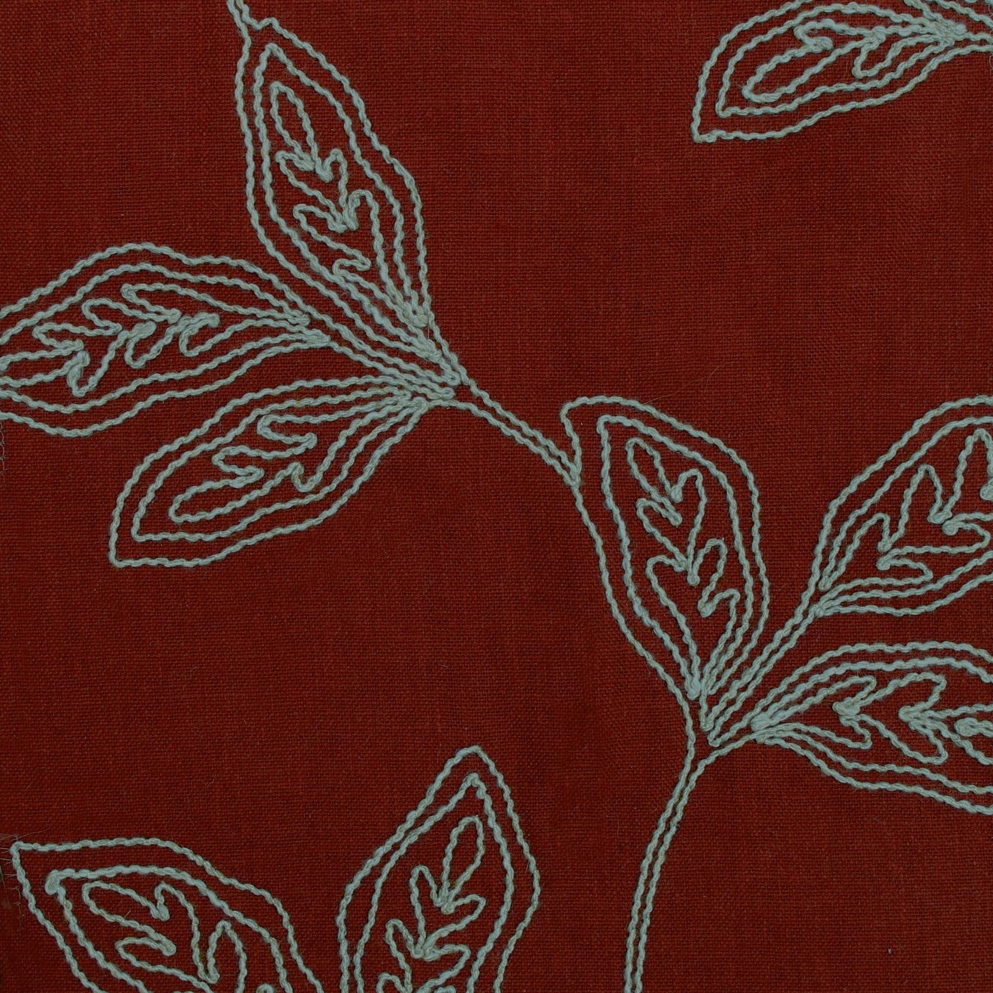 Linen embroidered floral fabric for curtains.