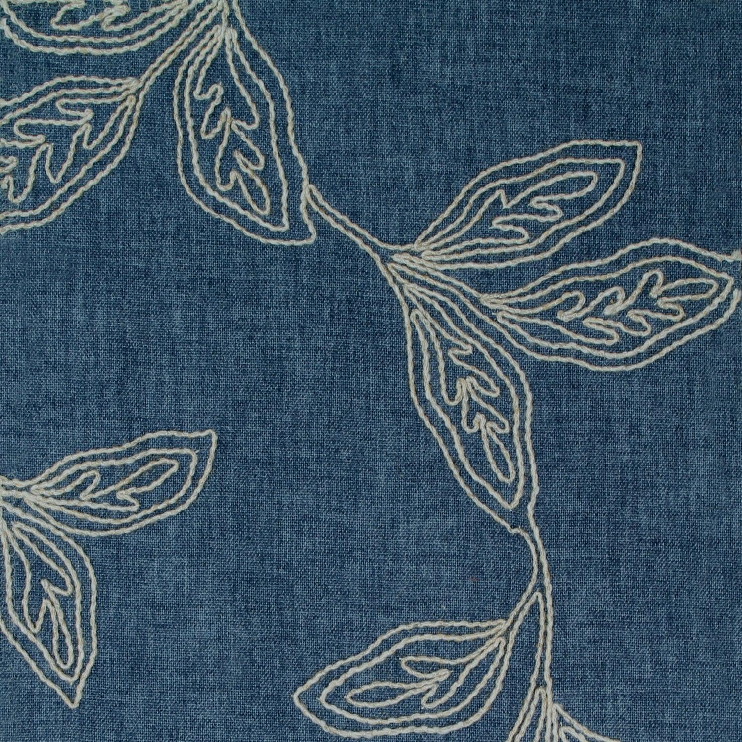 Linen Embroidered Drapery Vancouver Stonewash Blue.