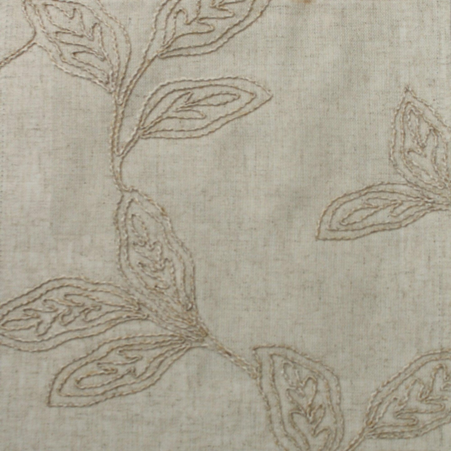 Linen floral embroidered fabric for curtains.