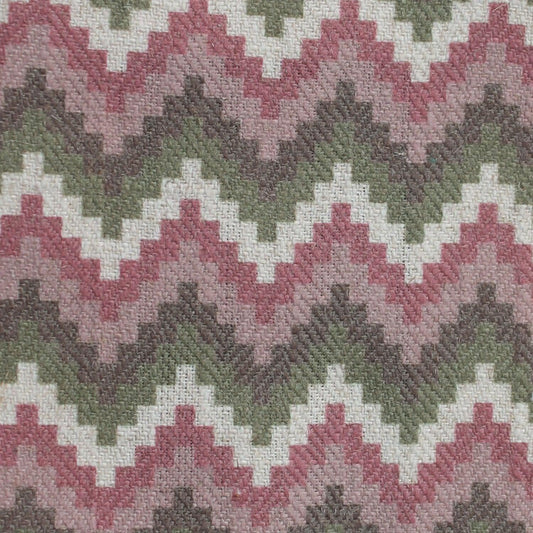 Vegas Stripe Pink Green - Linen Blend Fabric.