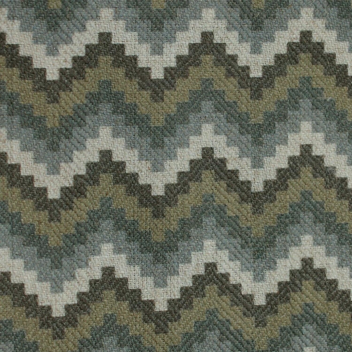 Vegas Stripe Grey Brown - linen blend zig zag print