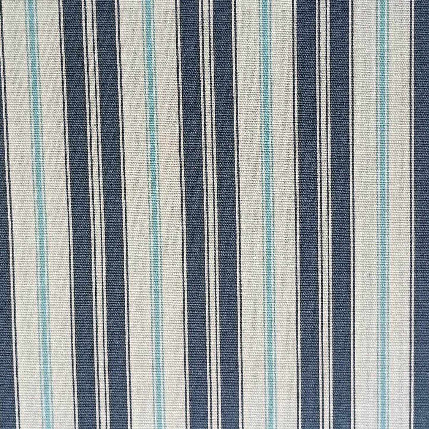 Veranda Navy Turquoise - large ticking stripe.