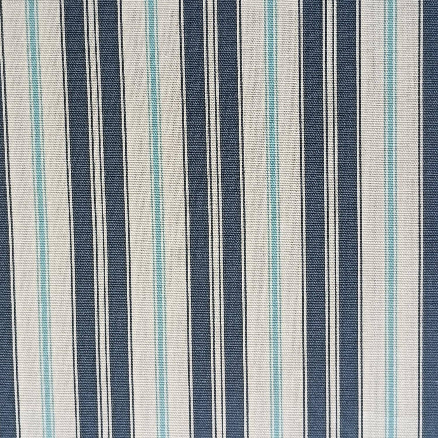 Veranda Navy Turquoise - large ticking stripe.