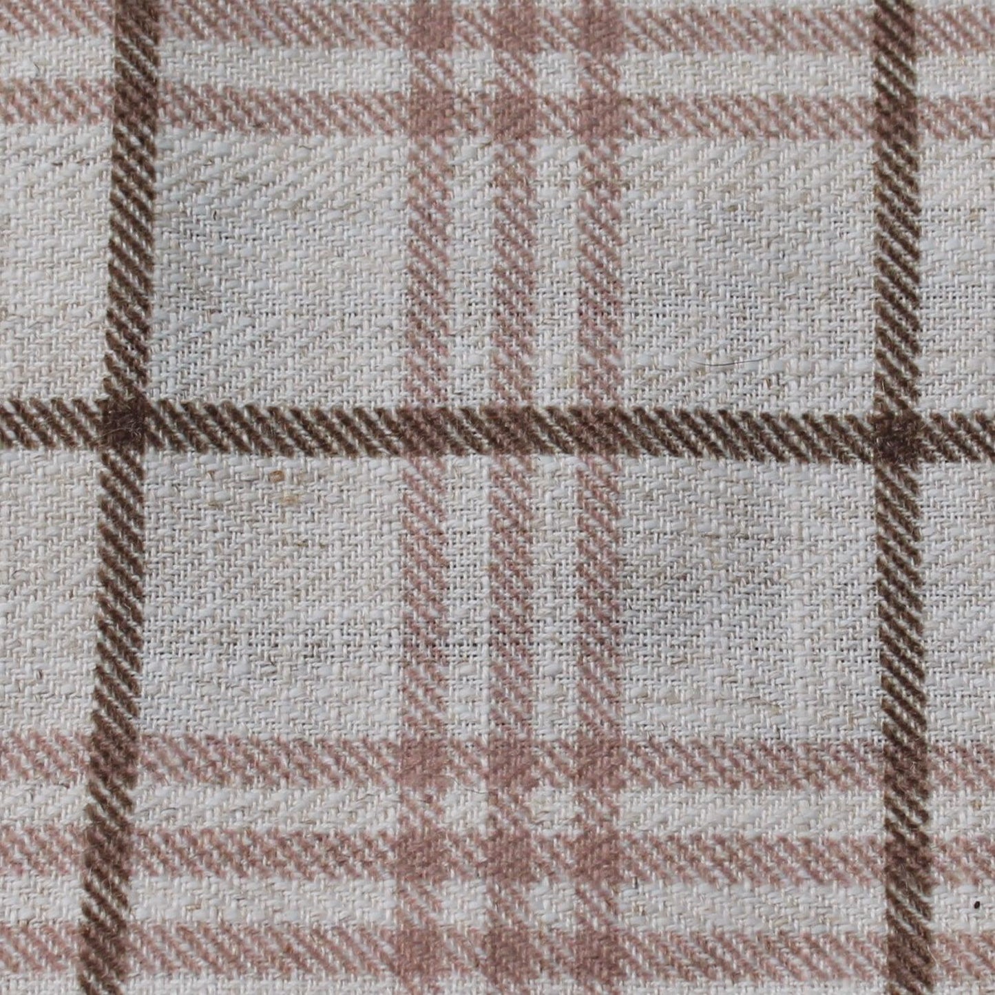 Vermont Blush Pink Linen Plaid Upholstery Drapery Fabric.