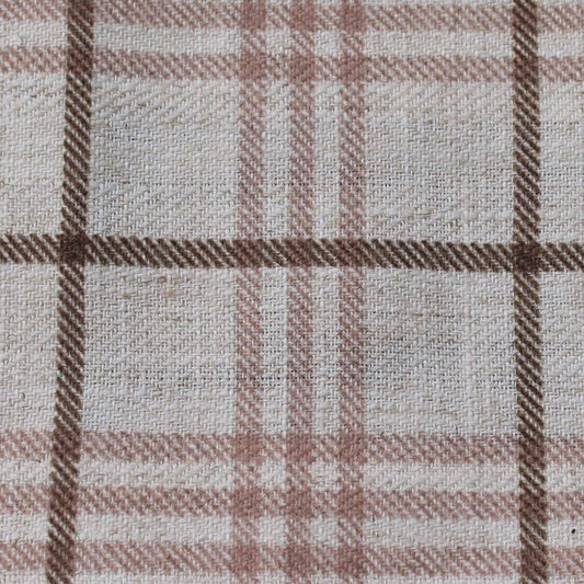 Vermont Blush Pink Linen Plaid Upholstery Drapery Fabric.