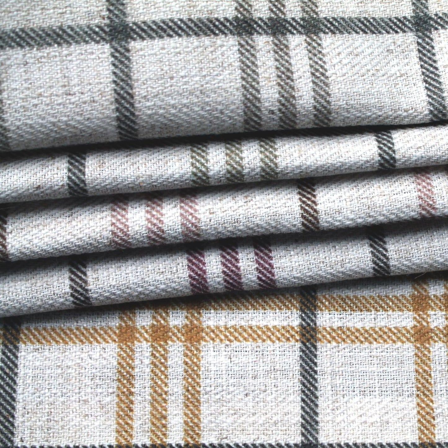 Vermont Grey windowpane linen blend fabric.